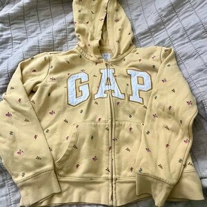 GAP Yellow Floral Zip Hoodie with White Logo